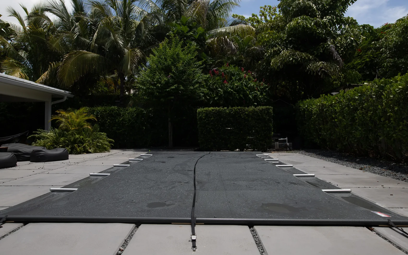 B-Cover mesh safety cover keeping a pool spotless and free of debris